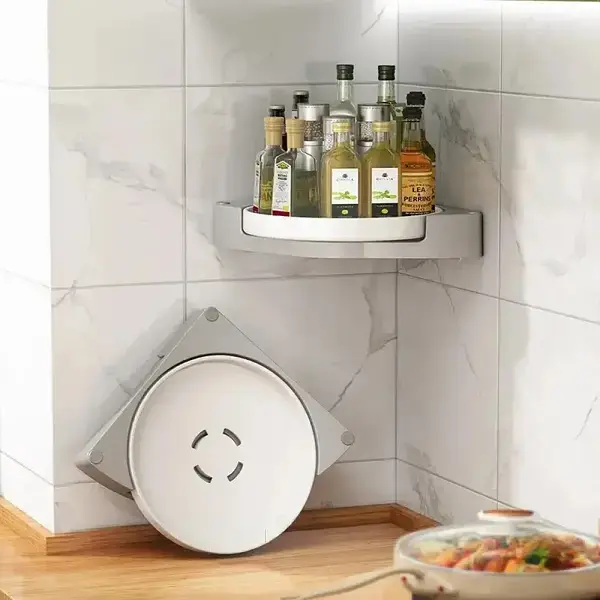 Кутова обертова полиця для ванної кімнати Multi Functional Rotational Tray - Зображення 4
