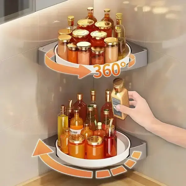 Кутова обертова полиця для ванної кімнати Multi Functional Rotational Tray - Зображення 5