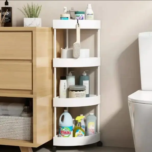 Кутовий стелаж для ванної кімнати 4 яруси, на коліщатках (85х28х22см),Corner storage rack - Зображення 2