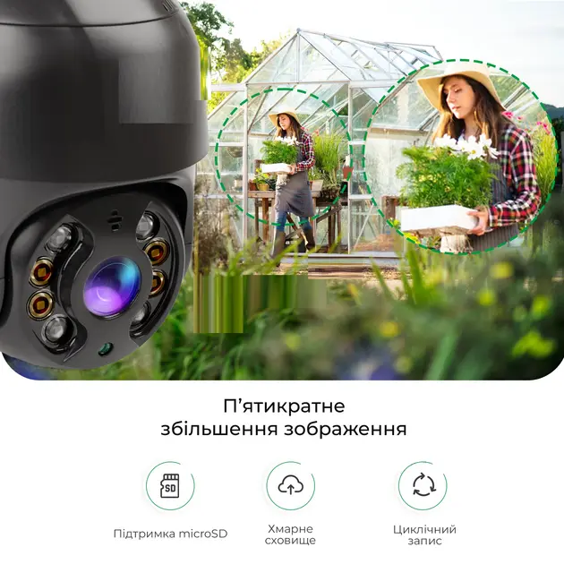 Вулична поворотна IP-камера WI-FI ,А8 / 4mp 360 (A8) monitor ICSSE - Зображення 3