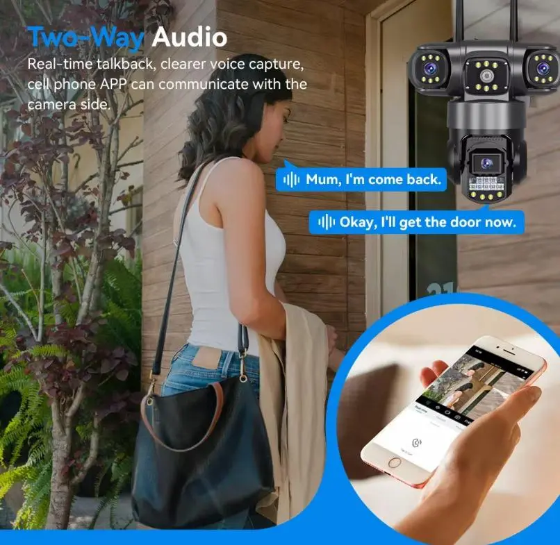 Вулична поворотна Wi-Fi IP-камера відеоспостереження EVKVO SC28 V380 Pro | 3 Лінзи | 16MP - Зображення 2