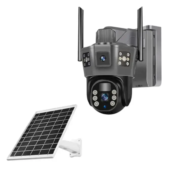 Вулична WiFi камера відеоспостереження із сонячною панеллю та двома об'єктивами TP18 Камера відеоспостереження 6Мп - Зображення 2