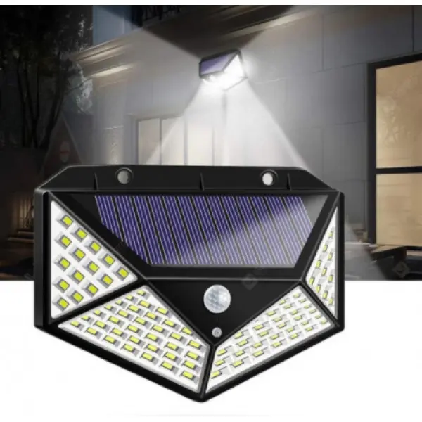 Вуличний настінний світильник Lesko SH-100 на сонячній батареї з датчиком руху 100 LED діодів - Зображення 3