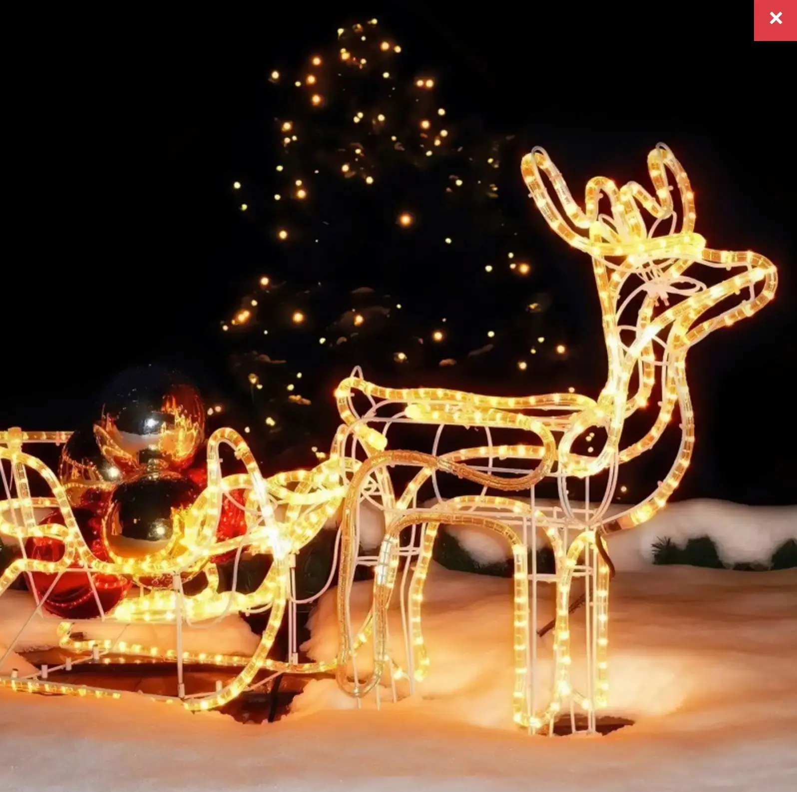Вуличний новорічний олень із дюралайту маленький із санями від мережі - Зображення 6