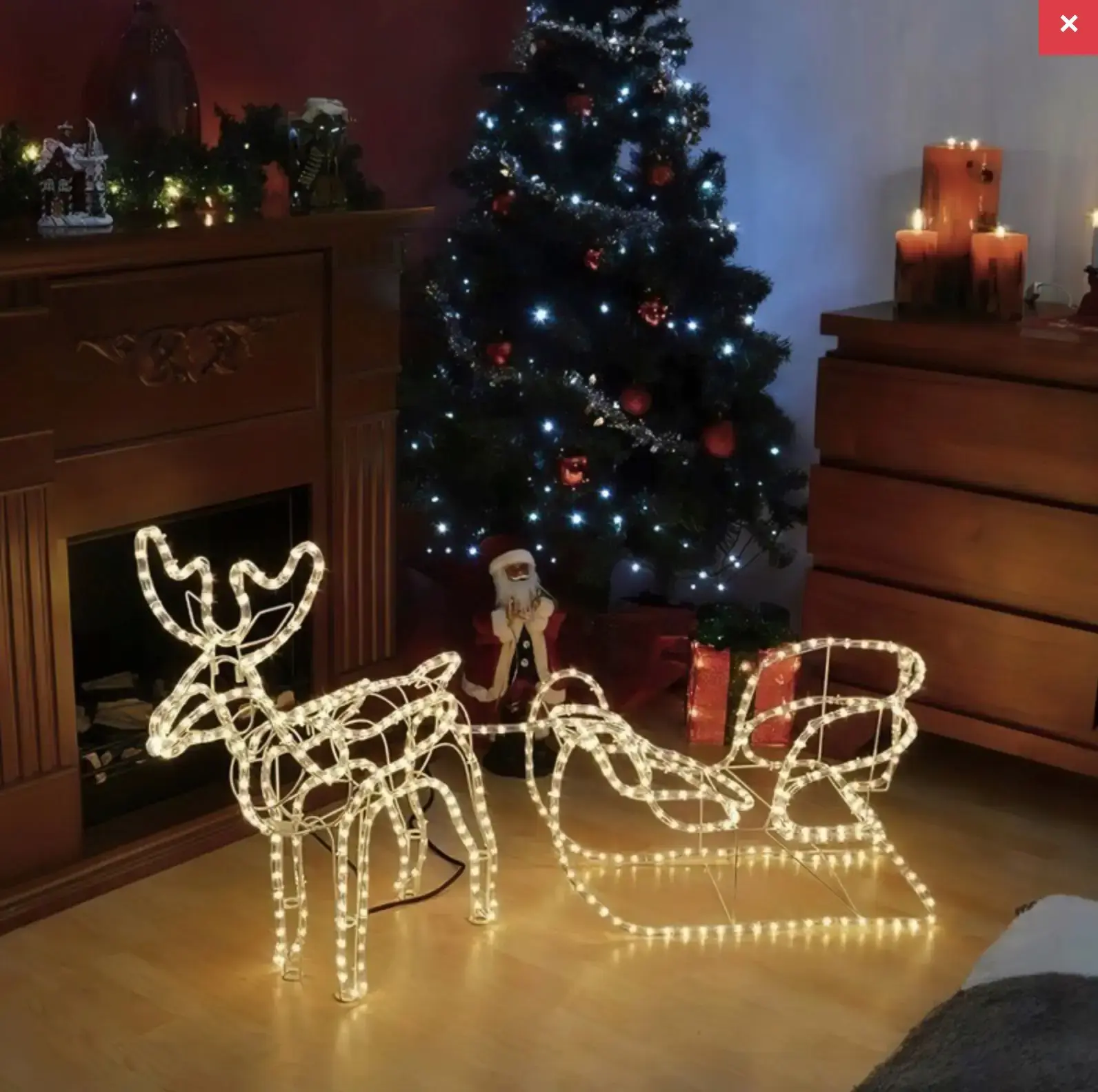 Вуличний новорічний олень із дюралайту маленький із санями від мережі - Зображення 5