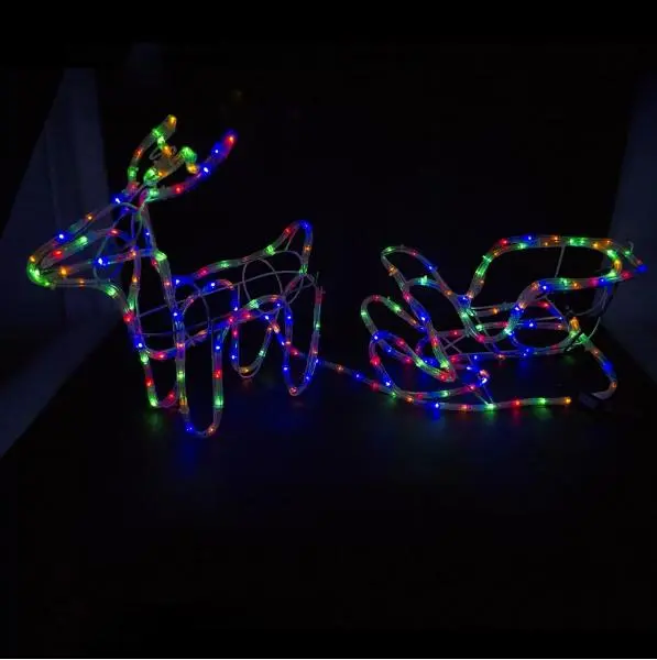 Вуличний новорічний олень із дюралайту маленький із санями від мережі - Зображення 3