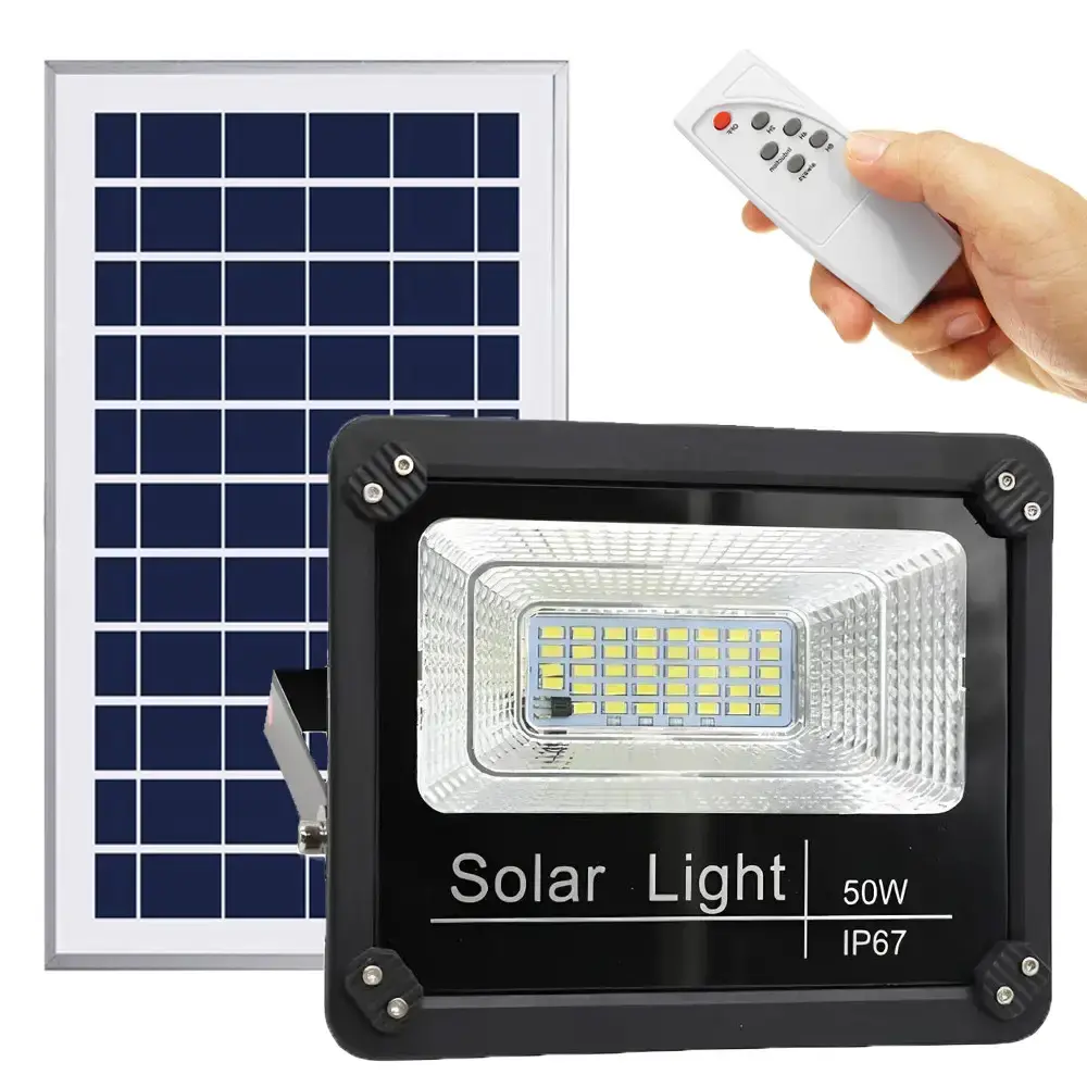 Вуличний прожектор-світильник із сонячною панеллю + пульт, 50W, W722 / Акумуляторний ліхтар на сонячній батареї