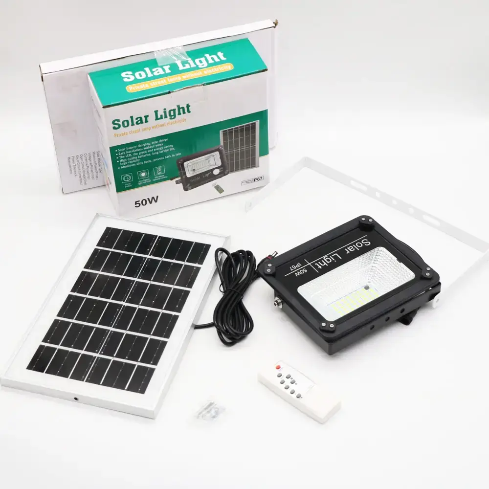 Вуличний прожектор-світильник із сонячною панеллю + пульт, 50W, W722 / Акумуляторний ліхтар на сонячній батареї - Зображення 4