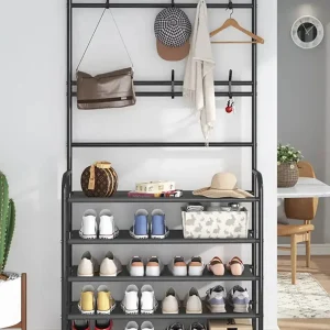 чорна Універсальна вішалка для одягу New simple floor clothes rack 5 полиць