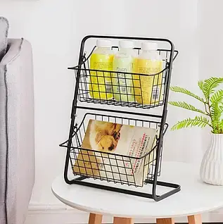 Універсальний кухонний металевий органайзер, двостороння полиця для овочів, фруктів, приправ (39x28x18см) - Зображення 5