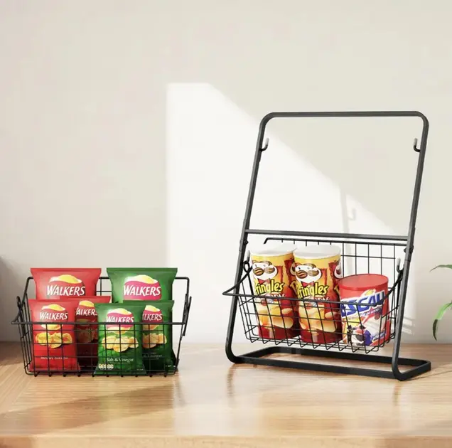 Універсальний кухонний металевий органайзер, двостороння полиця для овочів, фруктів, приправ (39x28x18см) - Зображення 3