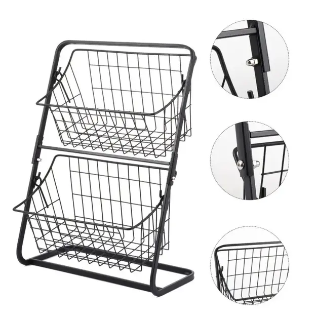 Універсальний кухонний металевий органайзер, двостороння полиця для овочів, фруктів, приправ (39x28x18см) - Зображення 4