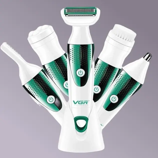 Універсальний жіночий набір з догляду VGR V-720 (5 в 1, з насадками, електробритва, щітка, масажер) - Зображення 4