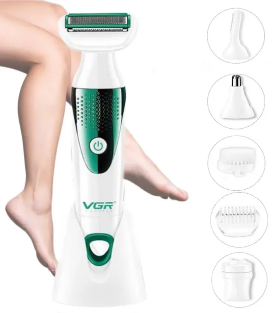 Універсальний жіночий набір з догляду VGR V-720 (5 в 1, з насадками, електробритва, щітка, масажер) - Зображення 3