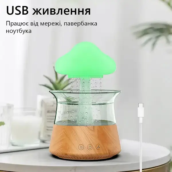 Зволожувач повітря Гриб з ефектом дощу / Аромадифузор-нічник з підсвічуванням / Аромадифузор електричний - Зображення 4