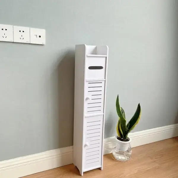 Вузька шафа для ванної кімнати та туалету, тримач туалетного паперу для підлоги PK-01 (80cm*15cm*15cm) - Зображення 3