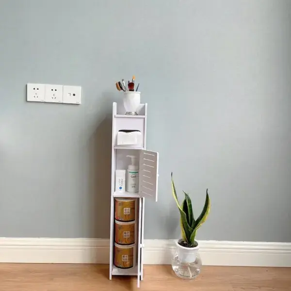 Вузька шафа для ванної кімнати та туалету, тримач туалетного паперу для підлоги PK-01 (80cm*15cm*15cm) - Зображення 2