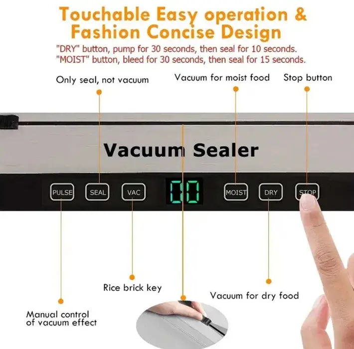 Вакууматор HZ-001 100W Сенсорний вакуумний пакувальник продуктів - Зображення 3