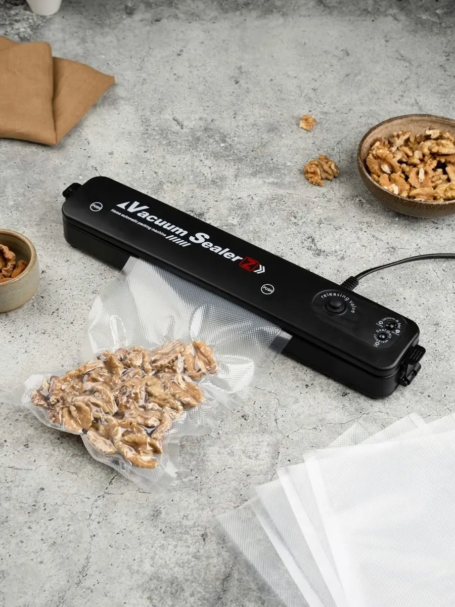 Вакууматор Vacuum Sealer вакуумний пакувальник для їжі, побутовий вакууматор чорний - Зображення 5