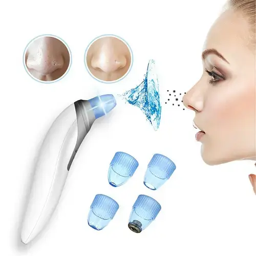 Вакуумний очисник Derma suction DS Vacuum для професійної чистки шкіри та пор обличчя - легкий компактний зручний прилад у використанні + 4 насадки, Білий - Зображення 4