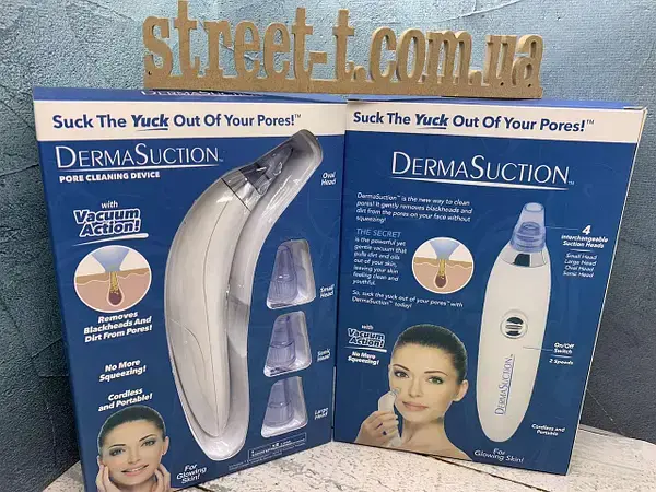 Вакуумний очисник Derma suction DS Vacuum для професійної чистки шкіри та пор обличчя - легкий компактний зручний прилад у використанні + 4 насадки, Білий - Зображення 5