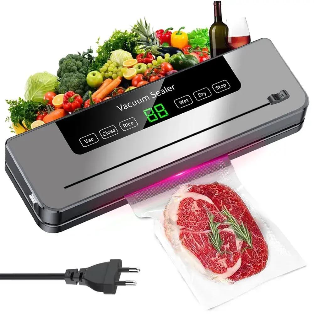 Вакуумний пакувальник для продуктів з LED-дисплеєм та різаком, FKJ-5100 / Побутовий вакууматор / Машинка для вакуумного пакування - Зображення 6