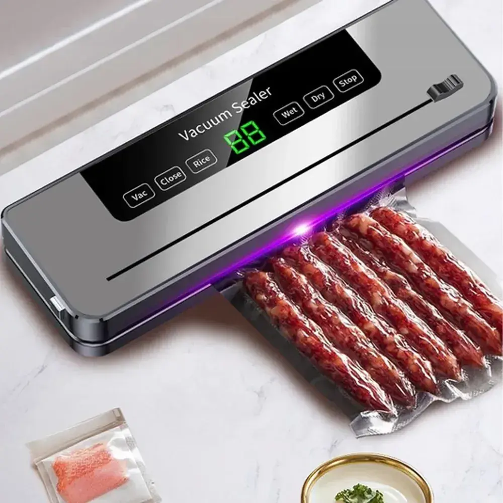 Вакуумний пакувальник для продуктів з LED-дисплеєм та різаком, FKJ-5100 / Побутовий вакууматор / Машинка для вакуумного пакування - Зображення 9