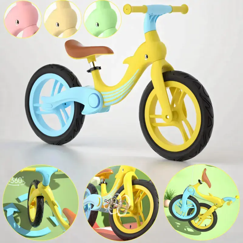 Велобіг з дельфіном, складаний беговел від 2 до 5 років, надувні колеса 12", навантаження до 40 кг, ВА03 4 кг - Зображення 9