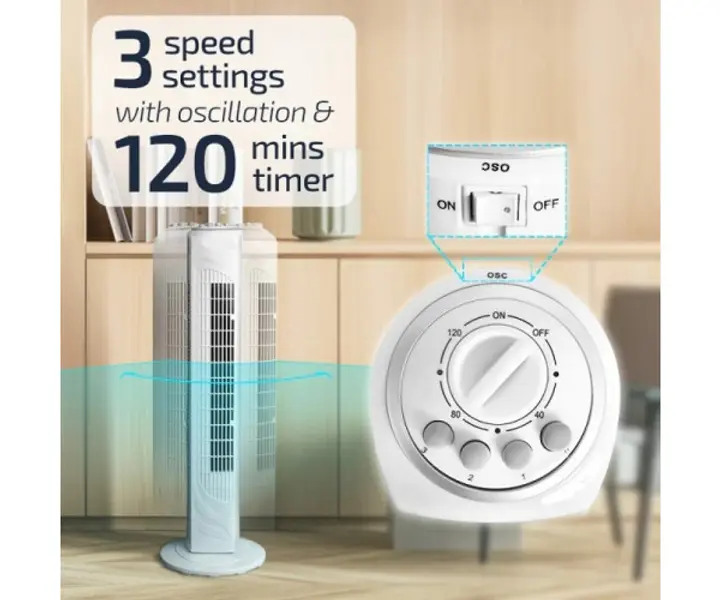 Вентилятор колонний підлоговий DOMOTEC MS-1627 45Вт Білий - Зображення 6