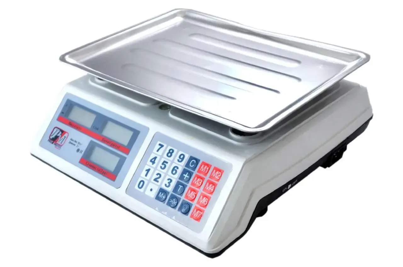 Ваги торговельні електронні з лічильником ціни на 50 кг. PM 5051 Promotec із акумулятором 6 вт - Зображення 6