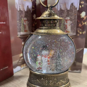 Сніговик Чарівний ліхтар круглої форми “З анімацією” 26 см., новорічний світильник