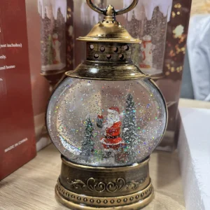 Дід мороз Чарівний ліхтар круглої форми “З анімацією” 26 см., новорічний світильник