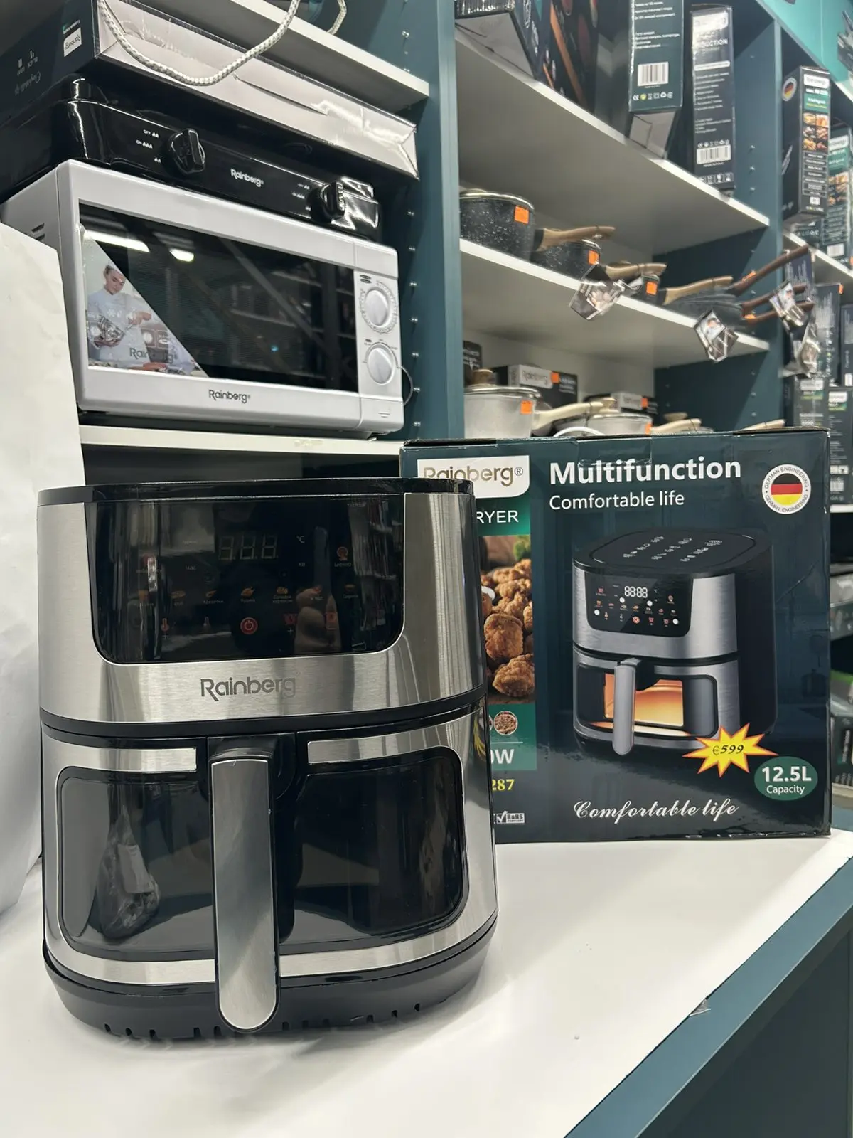 Аерофритниця Rainberg RB-2287 Потужна фритюрниця 4200 Вт Аерогриль для приготування без олії Фритюрниця 12,5 л - Зображення 2