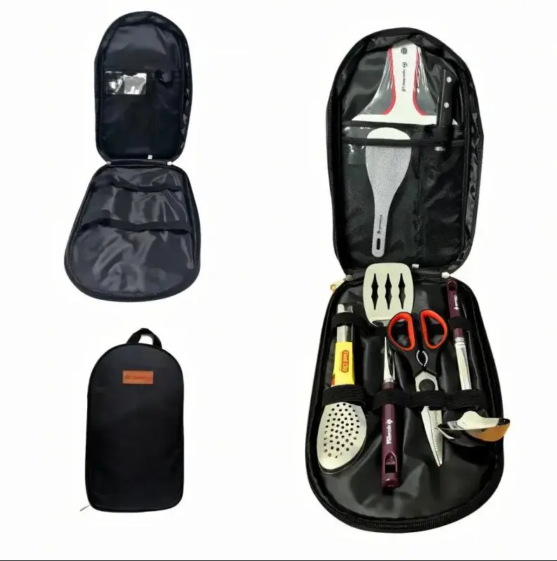 Набір для барбекю 13 предметів, набір для барбекю з нержавіючої сталі в алюмінієвому футлярі, професійний набір для барбекю. - Зображення 3