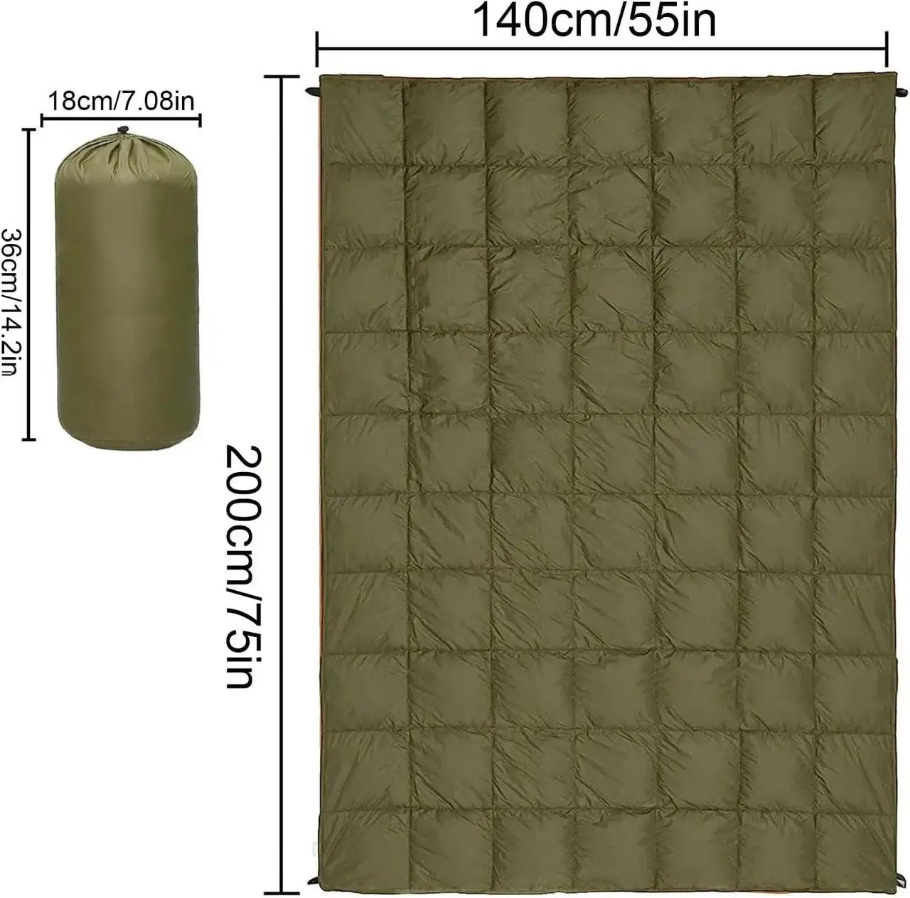 Водонепроникна пухова ковдра 200x140 см для туризму та походів AND-8-AND-9 - Зображення 6