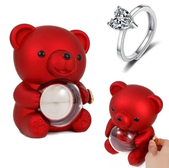 Скринька-ведмідь, що обертається, з трояндою в колбі - Зображення 2