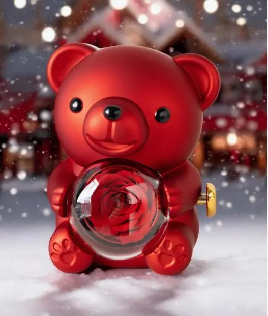 Скринька-ведмідь, що обертається, з трояндою в колбі - Зображення 3