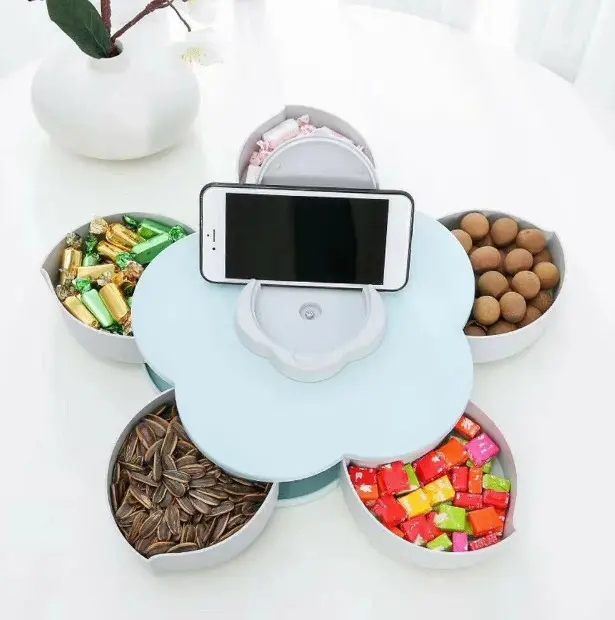 Складна двоярусна цукерка SUNROZ Flower Candy Box, що обертається, для цукерок і фруктів - Зображення 4