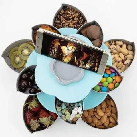 Складна двоярусна цукерка SUNROZ Flower Candy Box, що обертається, для цукерок і фруктів - Зображення 2