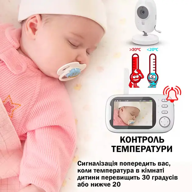 Відеоняня з дисплеєм для мами та дітей для спостереження камера та аудіо зв'язок ABM600 - Зображення 8