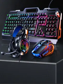 Ігровий комплект клавіатура та миша навушники килимок 4в1 Linmoni TF-400 Kit з RGB підсвічуванням для геймерів - Зображення 9