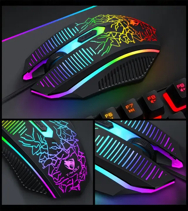 Ігровий комплект клавіатура та миша навушники килимок 4в1 Linmoni TF-400 Kit з RGB підсвічуванням для геймерів - Зображення 4