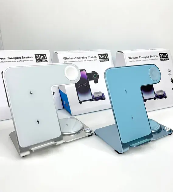 Зарядна станція 3 в 1, підставка для швидкого зарядного бездротового пристрою - Зображення 2