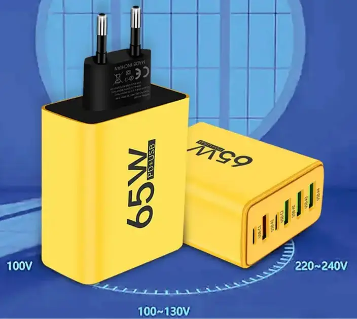 Зарядний пристрій для телефону (65W), 1xUSB + 2хType-C / Адаптер для заряджання / Швидка зарядка для смартфона - Зображення 3