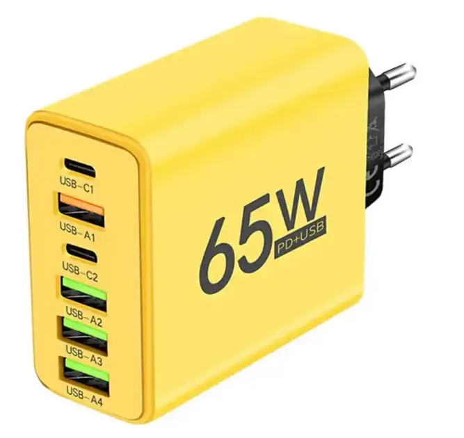 Зарядний пристрій для телефону (65W), 1xUSB + 2хType-C / Адаптер для заряджання / Швидка зарядка для смартфона - Зображення 2