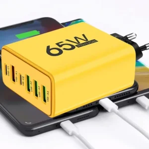 Зарядний пристрій для телефону (65W), 1xUSB + 2хType-C / Адаптер для заряджання / Швидка зарядка для смартфона