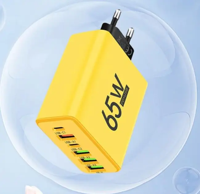 Зарядний пристрій для телефону (65W), 1xUSB + 2хType-C / Адаптер для заряджання / Швидка зарядка для смартфона - Зображення 9