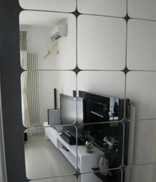 Дзеркальні акрилові наклейки срібні квадрати 15х15 см набір 6 шт - Зображення 2