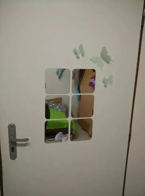 Дзеркальні акрилові наклейки срібні квадрати 15х15 см набір 6 шт - Зображення 4