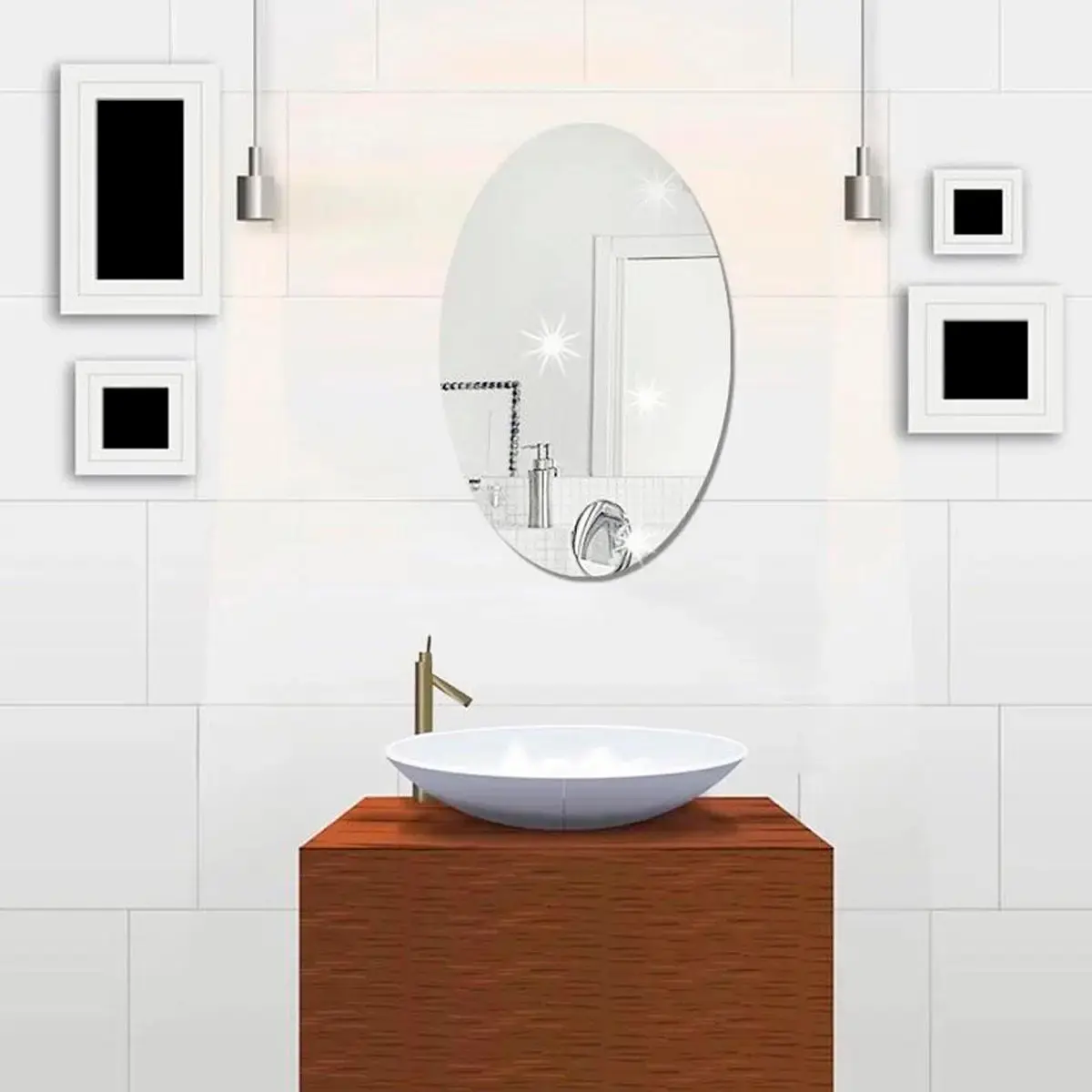 Дзеркало Акрилове Декоративне Овальне (Самоклійне) 27см×42см×1мм - Зображення 5